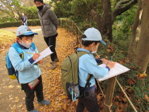 答えを回答用紙に記入中！