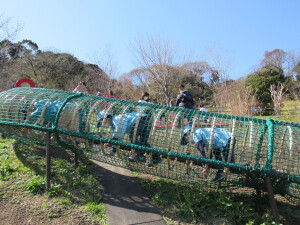 遊具を楽しむスカウトたち